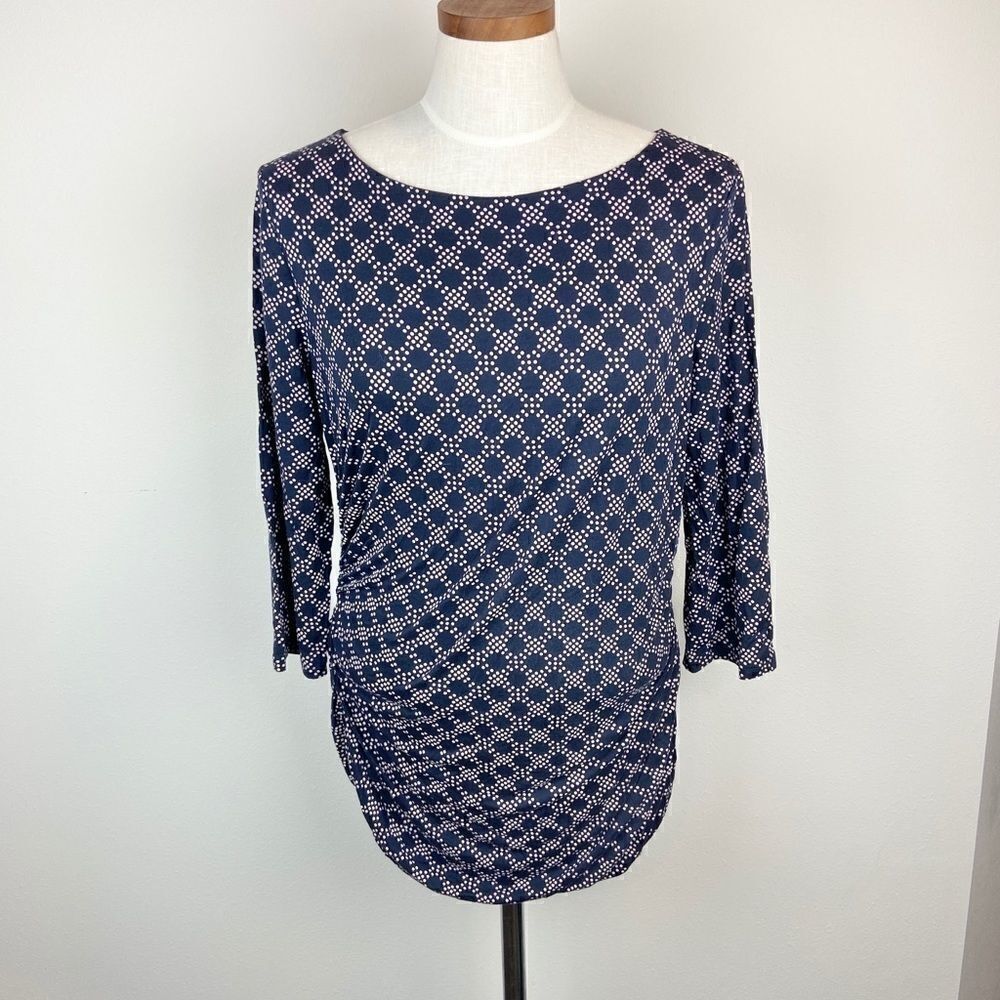 Boden Geometric Ruched Boatneck Top